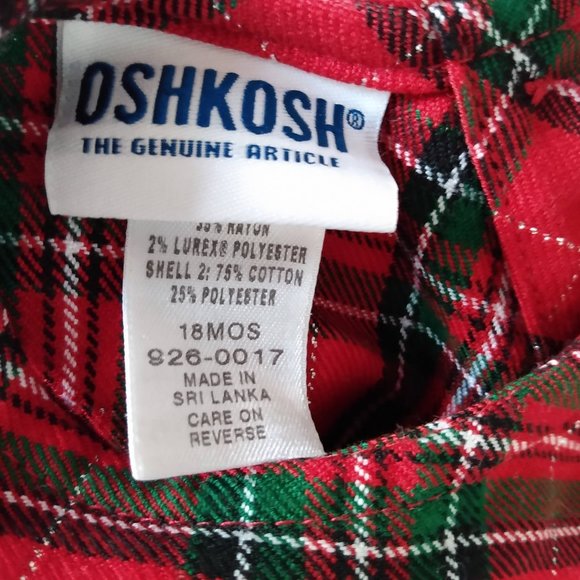 Toddler Girls 18 mos Christmas Tartan Oshkosh Dress - Picture 4 of 6